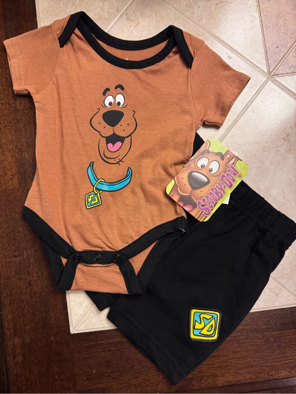 Scooby-Doo Baby Bodysuit & Shorts Set - Brown & Black